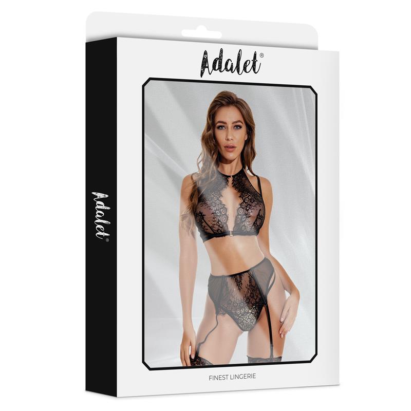 Evelyn Bra Open Panties and Garter Set