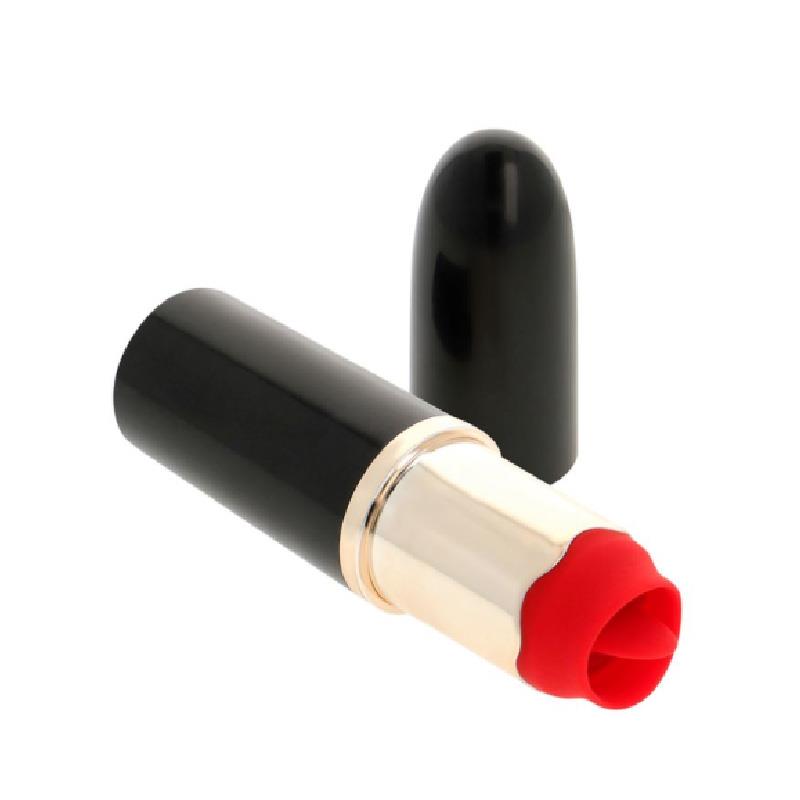 Lipstick Vibrator with Stimulating Tongue USB Black