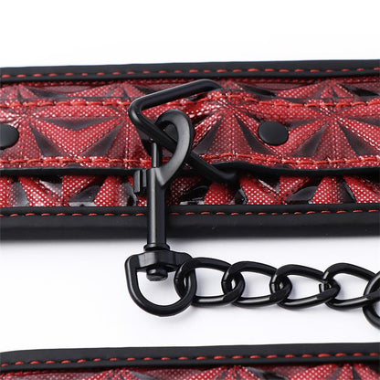 Adjustable Padded Handcuffs Diamond Vegan Leather