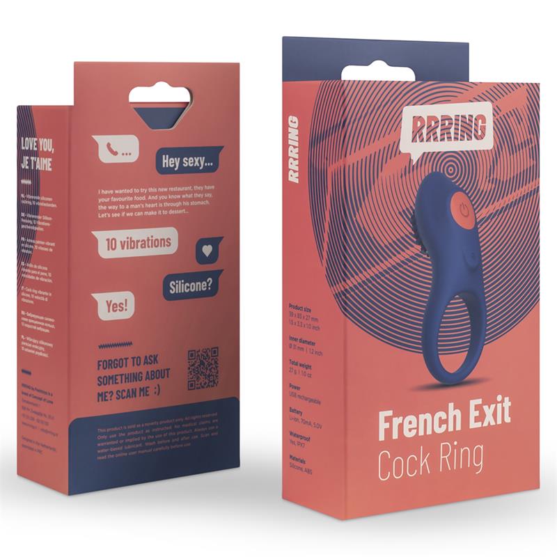 Rring French Exit Penis Ring with Vibration USB Silicone