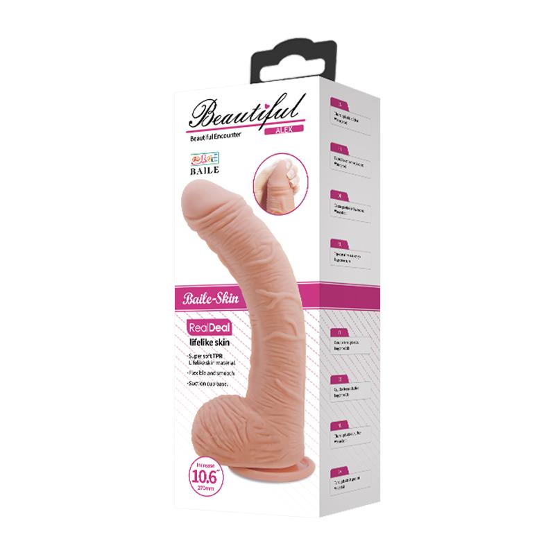 Alex Curved Dildo with Testicles G Spot Suction Cup Flesh