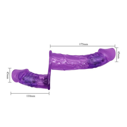 Harness Double Dildo with Vibration Purple