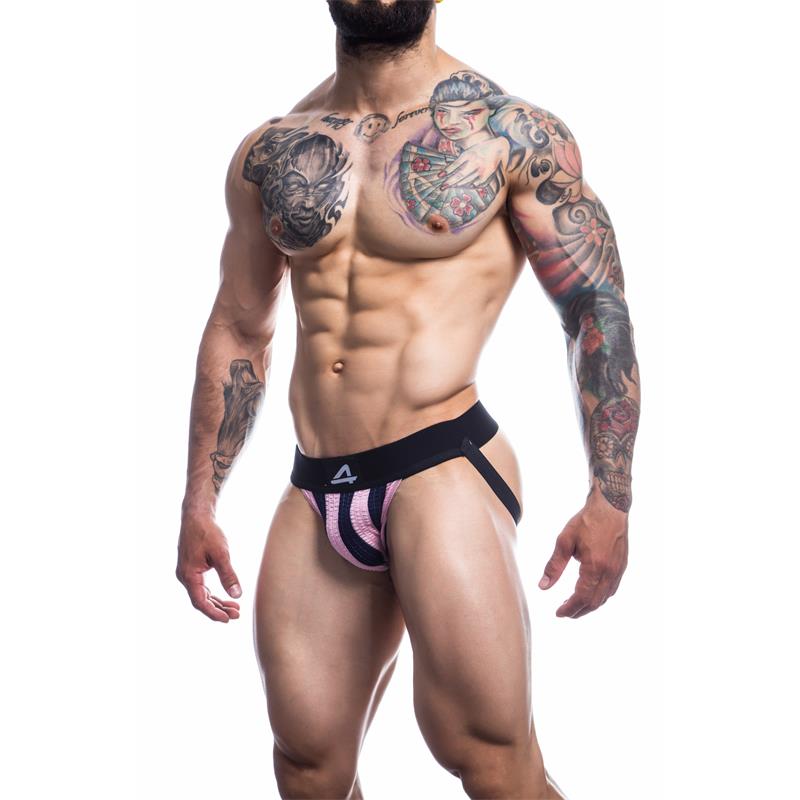 Stripe Pink Jockstrap Pink and Black