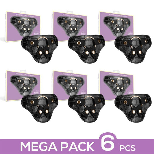 Pack 6 Roxane Adjustable Universal Strap On Harness with 3 Silicone Rings