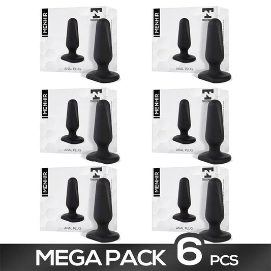 Pack of 6 Menhir Anal Plug Silicone Black