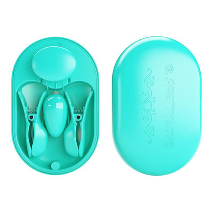 Surprise Box Vibrating Egg with Electric Shock Nipple Clamps Blue