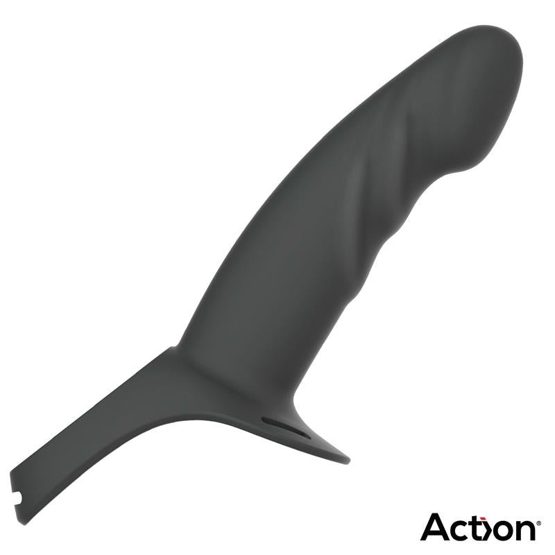 Strap On with Hollow Dildo Premium Silicone Size L Black